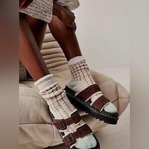 NEW Dr. Martens Myles Suede Fur Lined Buckle Slide Brown Sandals Size 5